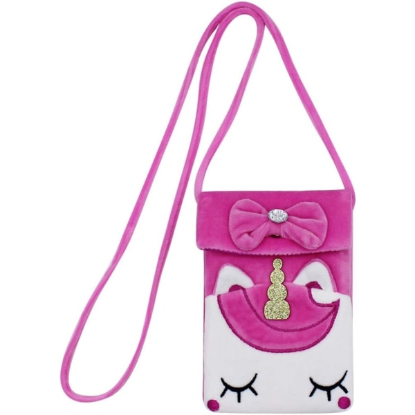 s Småbarn Rainbow Plush Unicorn Crossbody Bag Plånbok Mini myntväska för pojkar Flickor X Hot Pink