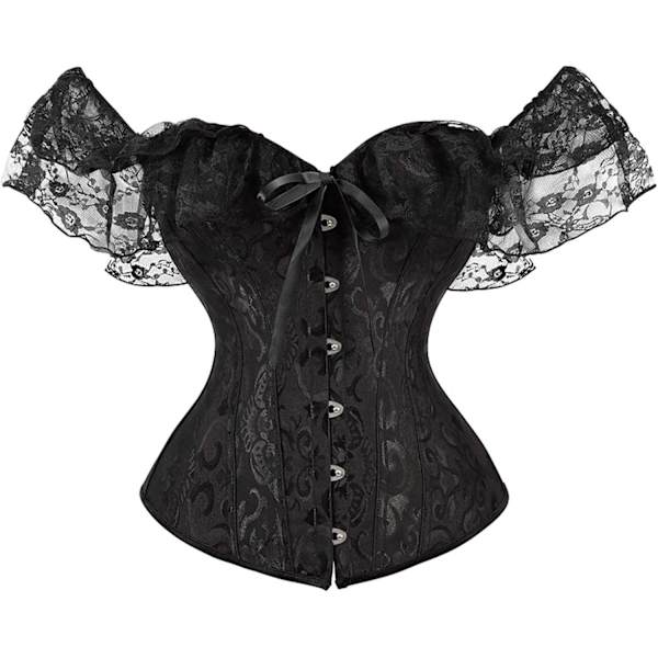VYSHI Korsett Toppar för Kvinnor med Ärmar, Bustier Overbust Snörning Bodice Lingerie Svart Topp Liten