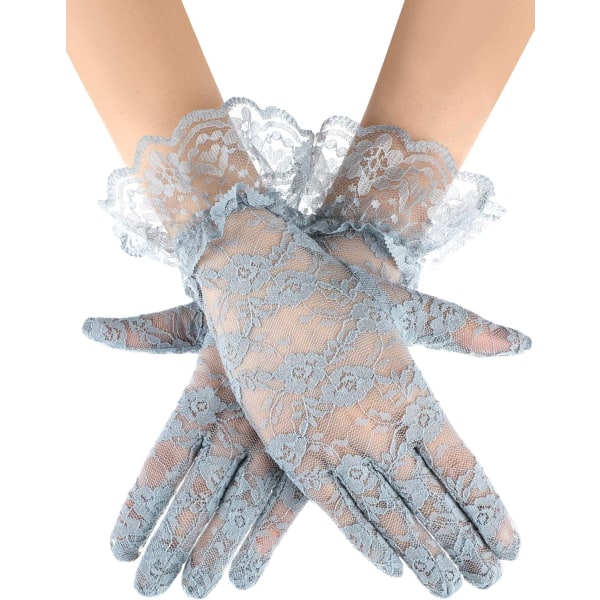 INIOR Lady Lace Floral Gloves Elegant Short Lace Gloves Summer Gloves for Wedding Halloween Cosplay Party