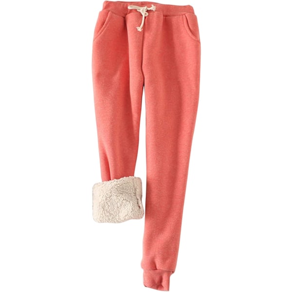 MEA Dam Varmt Sherpa Fodrade Atletiska Träningsoveraller Fleece Joggers Byxor Vattenmelon X-Small