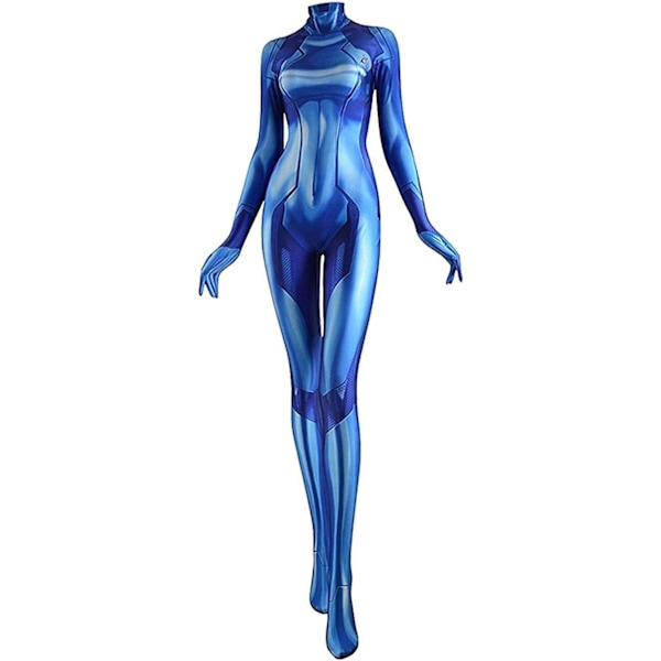 För Cosplay Zero Suit Samus Cosplay Kostym - Metroid Kostym för Cosplay, Halloween, Fotoshoots – Lycra Tyg Body Suit Blå Stor