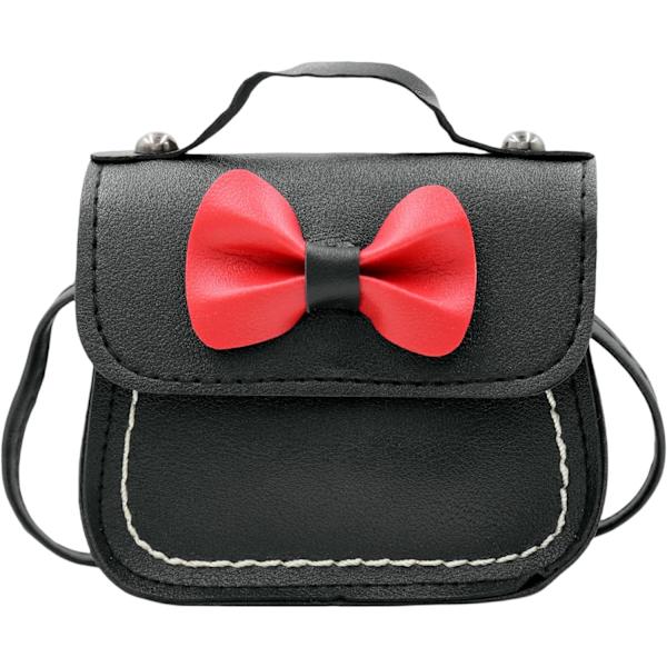 YC Söta flickor söta rosett handväska crossbody väska mini prinsessa handväska axelväska för småbarn svart
