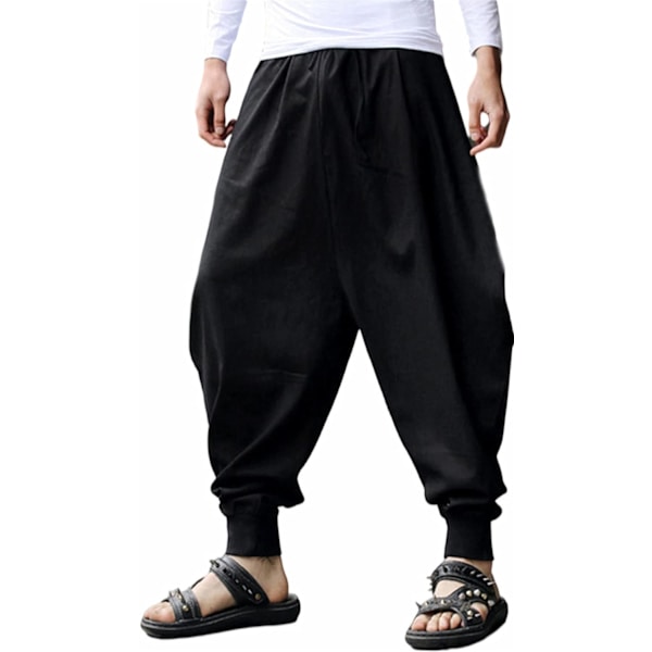 NMILUMS Herr Dam Baggy Hippie Boho Gypsy Yoga Aladdin Harem Byxor Svart2 XX-Large