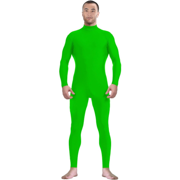 ler herr- och damspandex utan huvud och utan handskar strumpor Zentai kostym body stretchy cosplay unitard body su lime grön stor