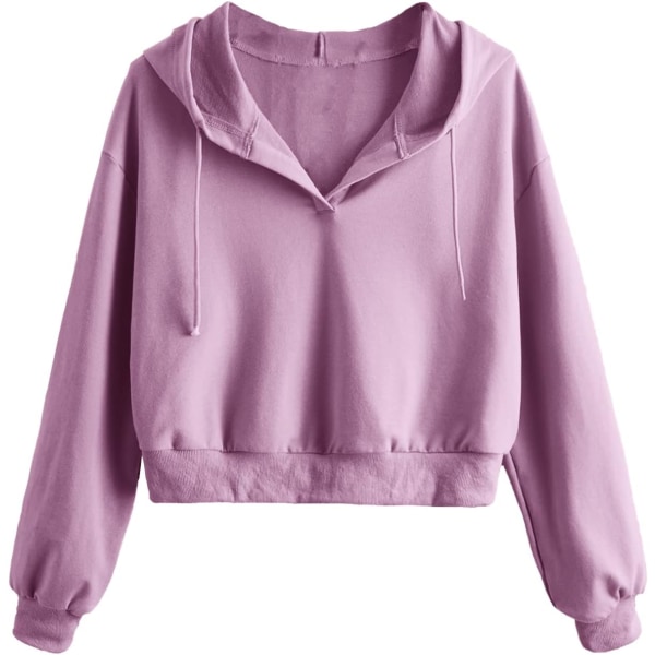 dusa Dam långärmad drop shoulder dragsko beskuren huvtröja sweatshirt lila lila medium