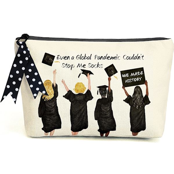 Grön Personlig Present Initial Makeup Bag Födelsedagspresenter för Kvinnor Canvas Broderi Kosmetisk Väska med Innerficka, Färgglatt Mönster, Färgglatt Mönster