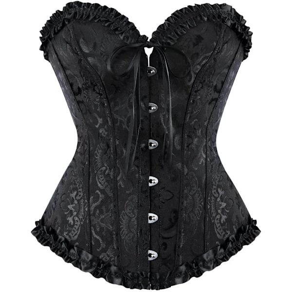 VYSHI Underbust Korsett - Korsetter för kvinnor - Midjeslankare Shaper Bonad Satin Snörning Vintage Bustier Top Svart Liten