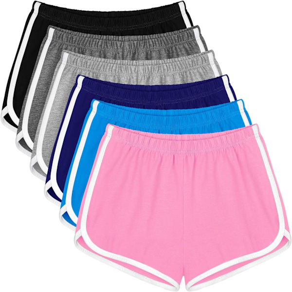 way 6-pack dans-shorts i bomull, sportsshorts med kort midja för kvinnor, sommarsportsshorts, yogashorts för kvinnor