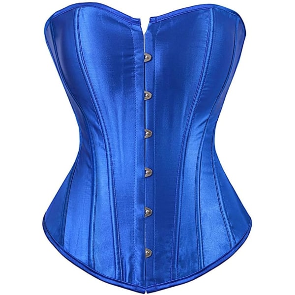 IGEJI Satin Sexig Stark Benad Korsett Snörning Överbyst Midja Cincher Bustier Bodyshaper Topp Blå Stor