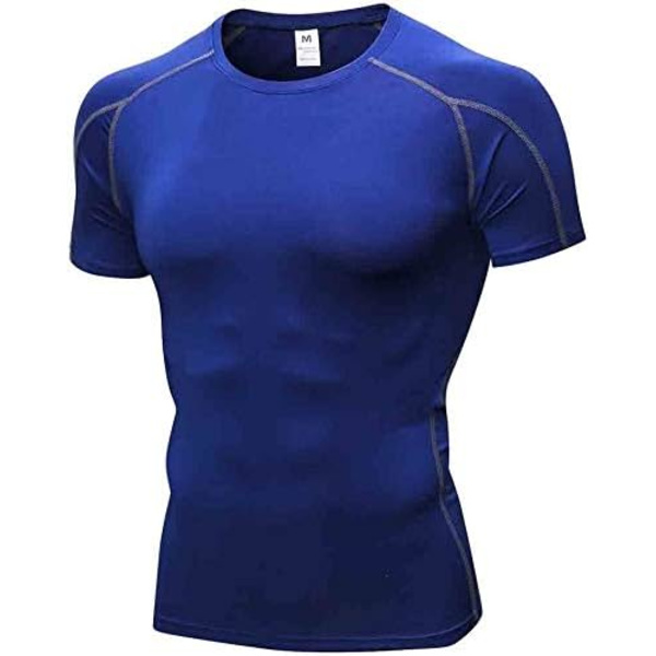 rlian herr löpning kompressionstoppar, baslager bekväm topp kortärmad skjorta, snabbtorkande sport träning t-shirts mörkblå medium