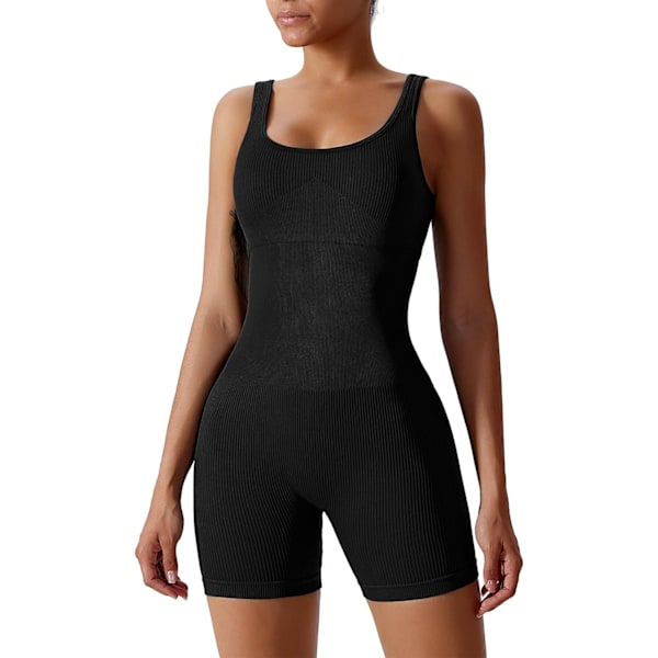 elana Dam Workout Jumpsuit Inbyggd BH Yoga Ribbad En Delad Outfit Sport Overall Tummy Control