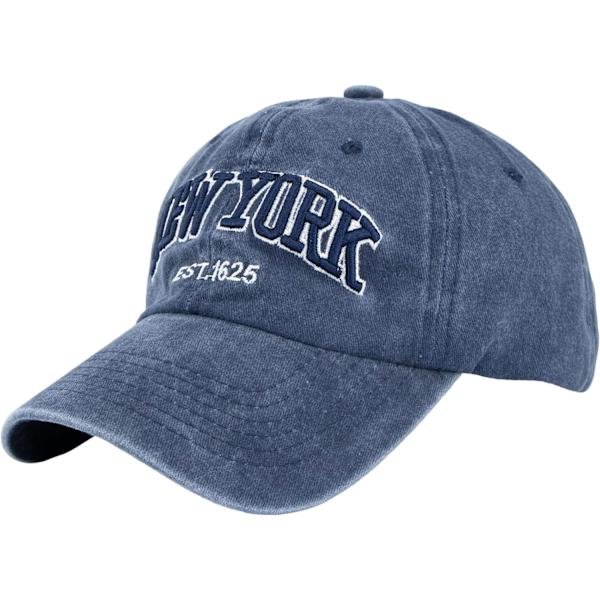 eball Hat New-York Distressed-Adjustable-Strapback - Washed Twill Dad Hat Unisex Marinblå One Size
