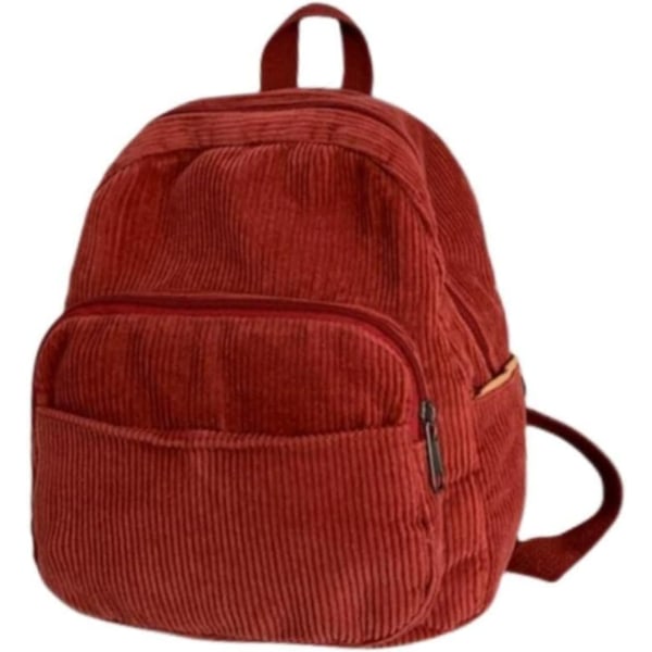 INAI Estetisk Ryggsäck Mini Klassisk Corduroy College Ryggsäck för Kvinnor Söt Retro Grunge Ryggsäck Casual Daypack Röd En Storlek