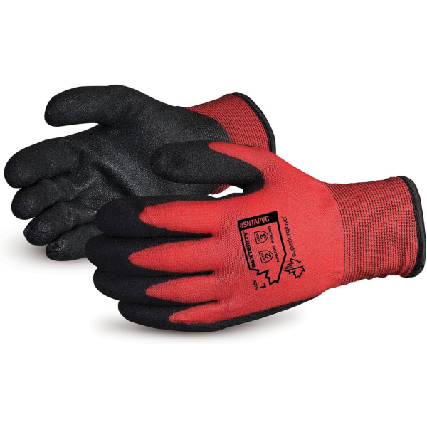 Serior vinterarbets handskar - Fleece-fodrade med svart PVC-handflata för säkert grepp (temperaturer under noll) SNTAPVC – Storlek Medium