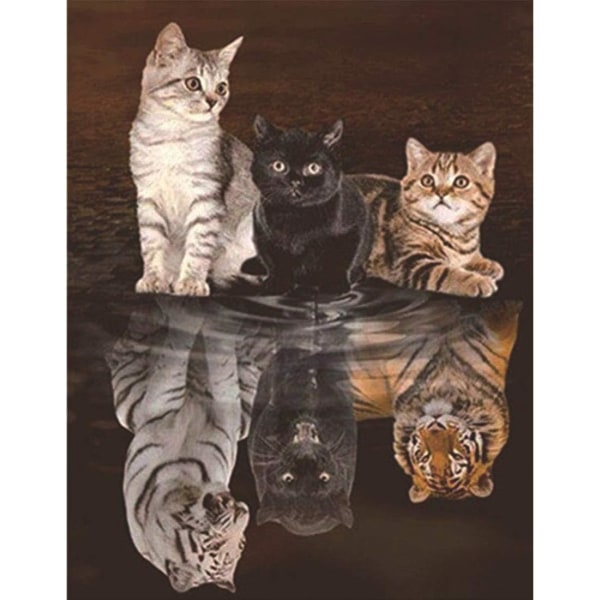 D 5D Diamond painting - Miotlsy Cat and Tiger Crystal Strassbroderibilder Hantverkssatser, Barn Vuxna Gör-det-själv-konst Hantverkspresent, för hemmet