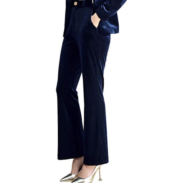 ov Dam 1 Knapp Sammet Blazer Kappa Slim Fit Casual Krage Kontorsjacka Kostym - Grön #2 Blå-(byxor) 10