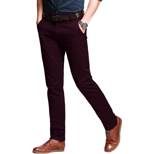 ch herr Slim Tapered Stretchy Casual Pants 8050 Mörkröd 34W x 31L