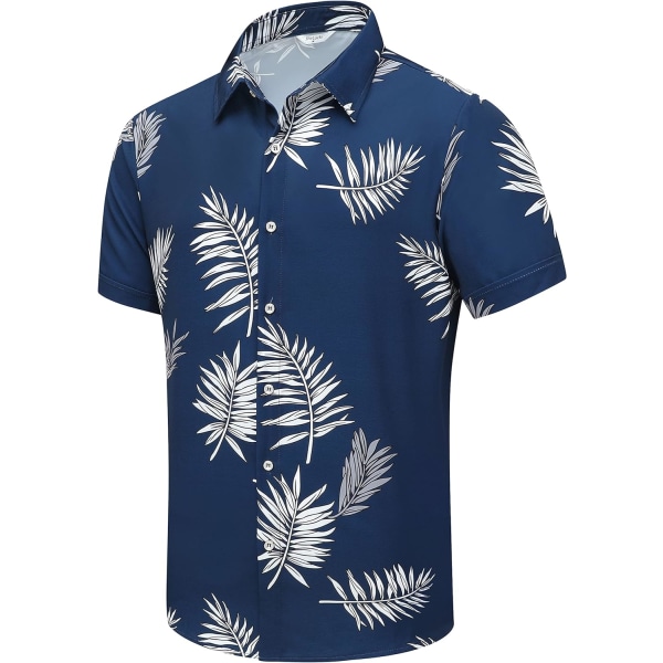 cki Hawaiiskjorta för män, Unisex Summer Beach Casual Kortärmade Button Down-skjortor, printed Palmshadow Kläder Leaf 078 Blue Medium