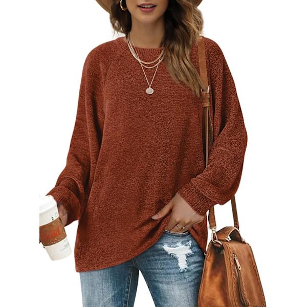 EFAN Damtröjor Oversize Pullover Sweatshirts Rund Hals Ballong Mode TopparKaramell L