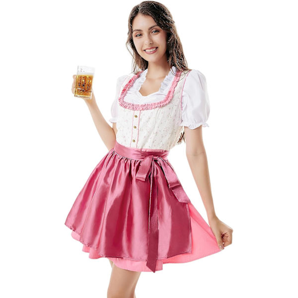rlet Darkness Damkläder Tyska Oktoberfest Dräkter 3 st Bayeriska Dirndl Klänningar Rosa Blommig Medium