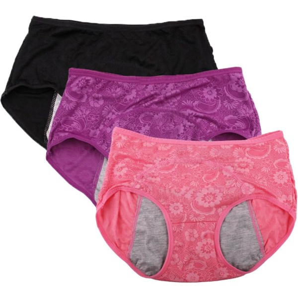 I FASHION Menstruationsbyxor för kvinnor Jacquard Easy Clean Trosor Dark,Rouge,Purp X-Small