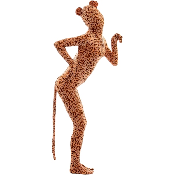 ler herr och dam spandex helkropp zentai kostym bodysuit leopard öron ta large