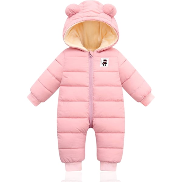 EALTHY Baby Snowsuit för spädbarn vinterjacka pojkar flickor kostym kappa ytterkläder overall rosa-ny 12-18 månader