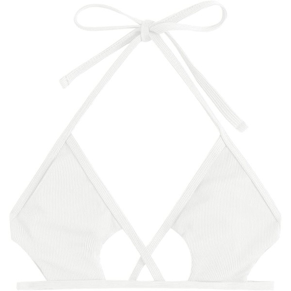 dusa Dam Cut Out Tie Knot Halter Badkläder Triangel Bikini Topp Vit X-Small
