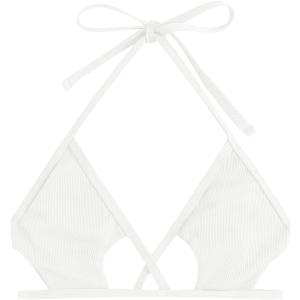 dusa Kvinnors Cut Out Slipsknut Grimma Badkläder Triangel Bikinitopp Vit X-Large