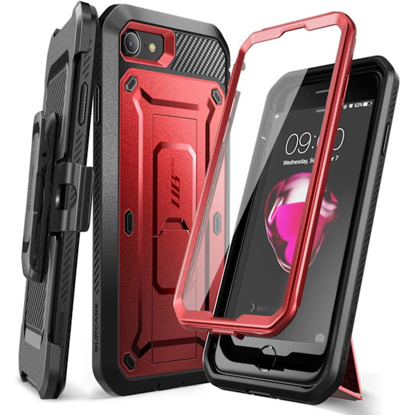 CASE Unicorn Beetle Pro Series Skal för iPhone SE (2022)/ iPhone SE (2020)/ iPhone 7/ iPhone 8, Inbyggt skärmskydd MetaRed
