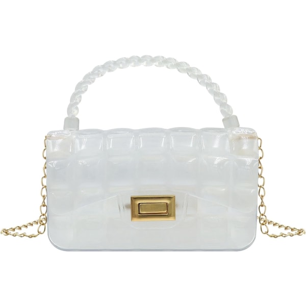 hion Candy Color Jelly Crossbody Bag för kvinnor flickor Transparent kassett axelväska plånbok med handtag vit