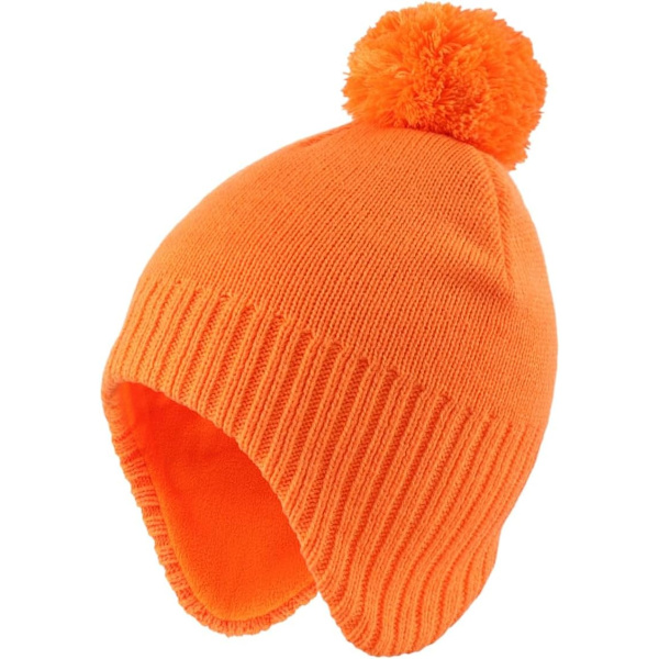 racy Toddler Boys Girls Vinterhattar Varma Öronlapp Mössa Stickad Mössa för Barn Orange 5-10 År