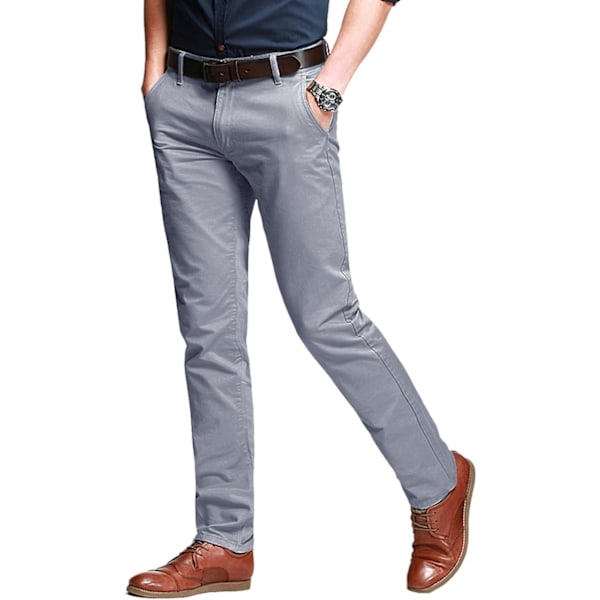 ch herr Slim Tapered Stretchy Casual byxor 8050 Silver Gra 30W x 31L