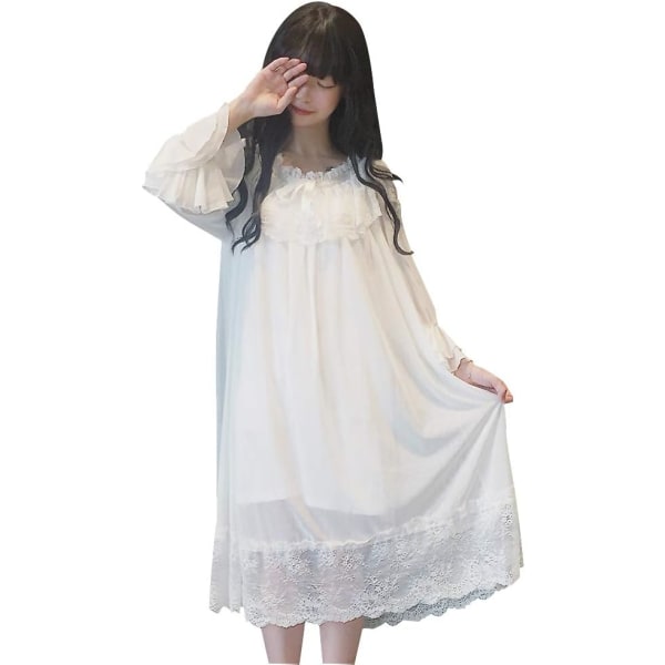ORIO Damkläder Vintage Spets Pyjamas Lolita Underkläder Vit Gotisk Nattkläder, Vit, Medium