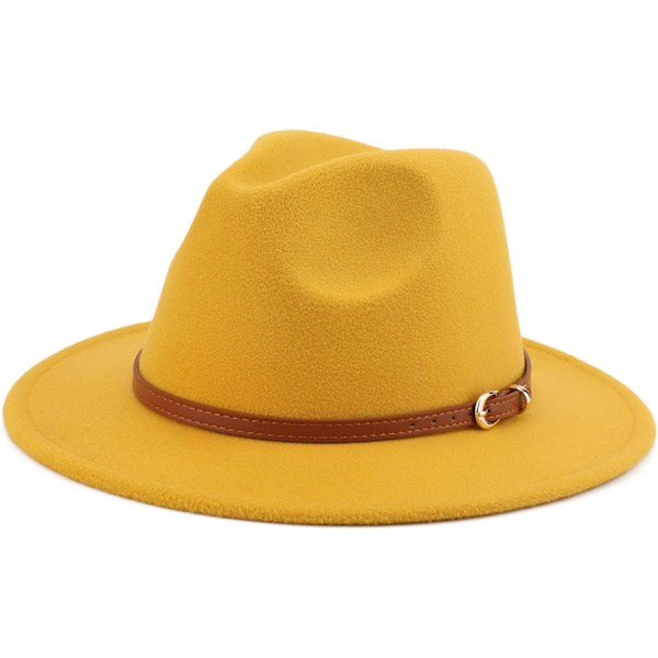 esh Bred Brätte Unisex Klassisk Bälte Spänne Fedora Hatt G Gul