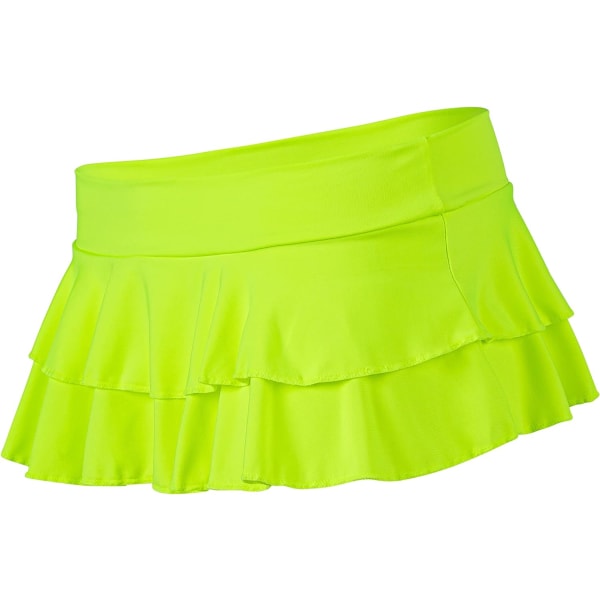 Up Doll Dam Flirty Dubbelskiktad Volang Minikjol Neon Grön X-Large Kort