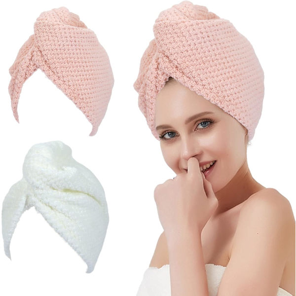 ack Mikrofiber Hårhandduk, Mjuk och Absorberande Hårhandduk Wrap med Dubbla Knappar, Hårtorkande Handdukar för Kvinnor Anti Fri Beige+ljus Stift