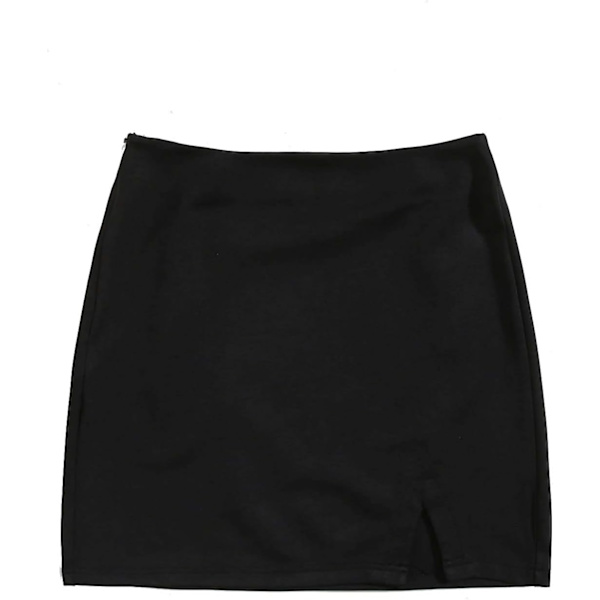dusa Dam Split Hem Dragkedja Sida Bodycon Minikjol Svart Liten