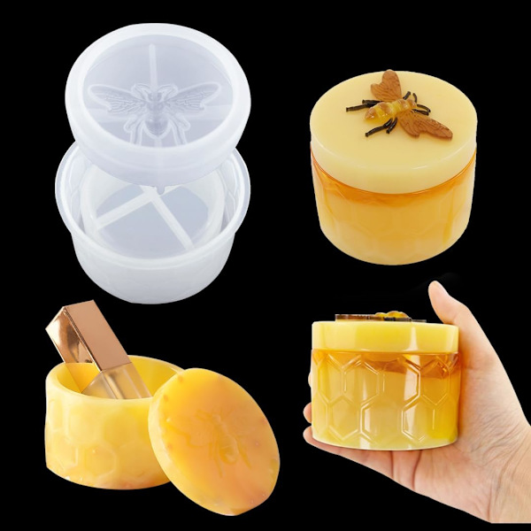 ookey Jar Silikonform med lock förvaringsflaska Resin Form Smyckeskrin Formar för Epoxiharts Gjutning Godisbehållare DI Cylinderflaska