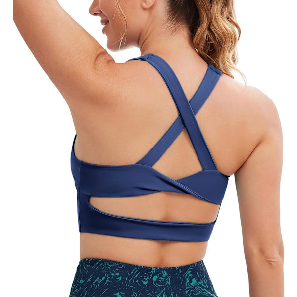 rts Sport-BH för kvinnor Criss-Cross Back vadderade träningstankar Medium Support Crop Tops för kvinnor