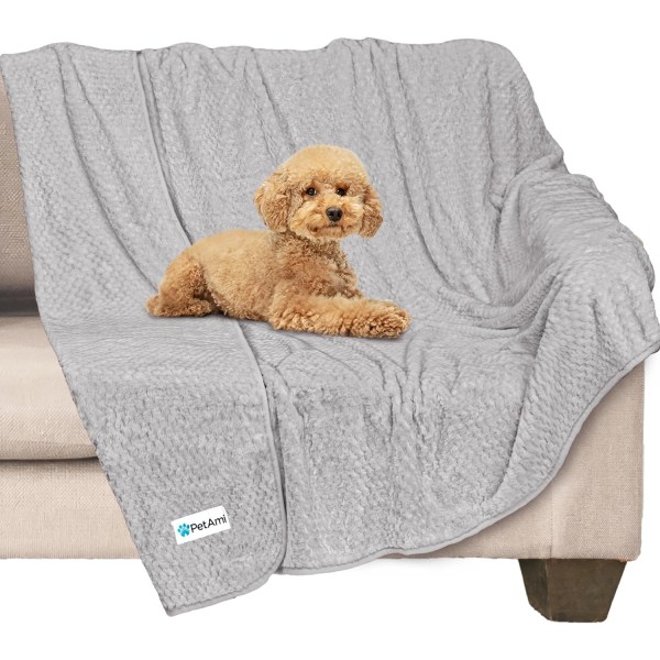 Ami vattentätt hundtäcke, läckagesäkert valptäcke för medelstora hundar, möbelsoffa Cover , fleece ljusgrå stor (40x60)