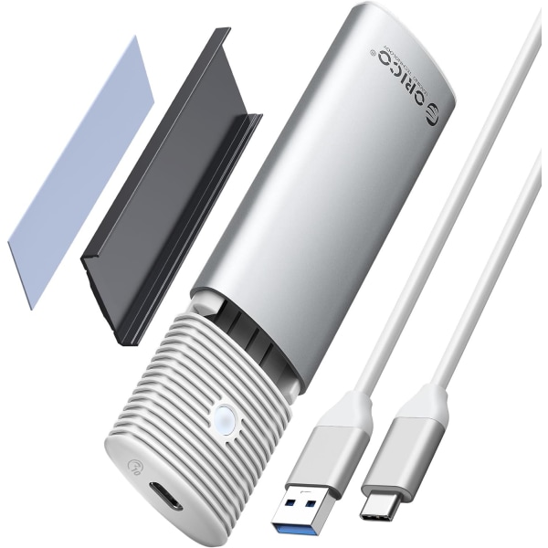 M.2 NVMe & SATA SSD-höljesadapter verktygsfri, USB C 3.2 Gen 2 10 Gbps NVME, 5 Gbps NGFF SATA PCIe M-Key(B+M Key) 2230/2242/2260/2280, Aluminium extern M2-läsare stödjer UASP Trim- PWDM2 Vit-C till