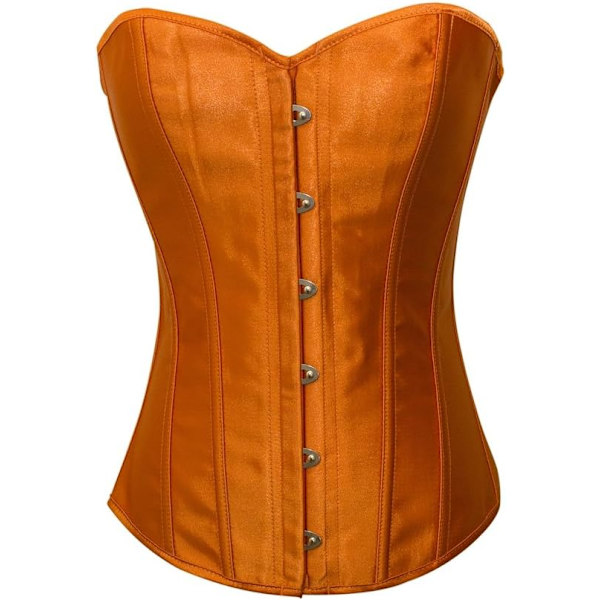 castic Svart Satäng Sexig Stark Benad Korsett Snörning Överbyst Bustier Bodyshaper Topp - Även Vit & Röd Orange XX-Large