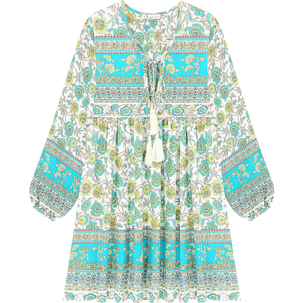 ivimos Dam långärmad blommig casual print bomull miniklänning multi grön medium