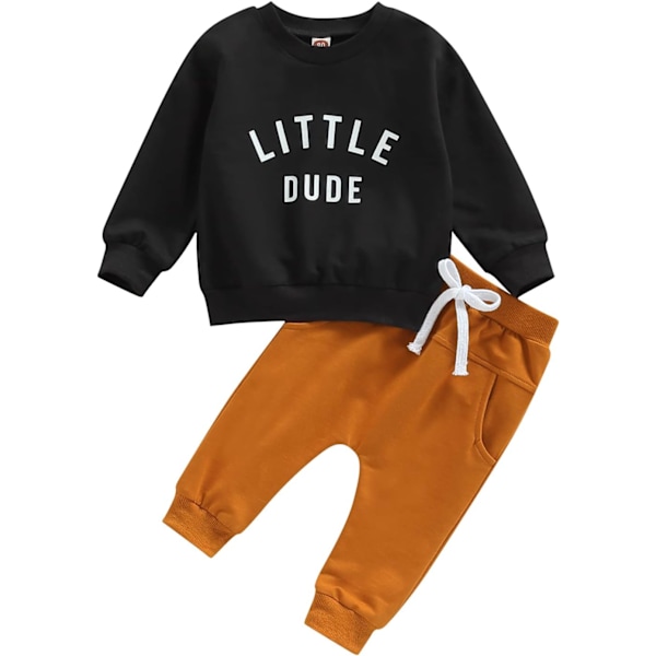 Nyfödd Baby Boy Höstkläder Långärmad Rund Hals Brevtryck Sweatshirt Topp Långa Byxor Söta Småbarn Vinterkläder