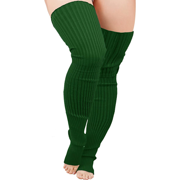 Plus Size Stickade Benvärmare Kvinnor Tjocka Lårhöga Stövlar Extra Långa Stora Strumpor Plus Size- Mörk