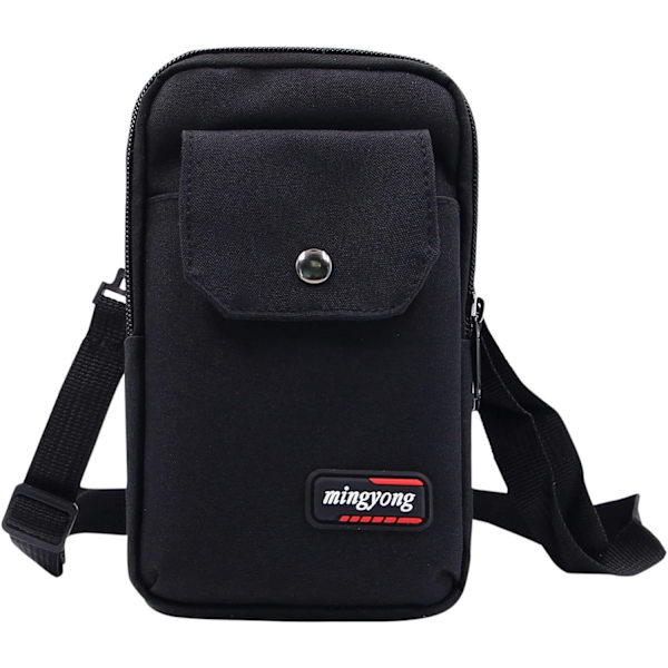 YC 3-lagers vattentät mobiltelefonväska crossbody-väska Oxford-tyg bältesväska plånbok för män kvinnor, gråblå, en storlek X svart 3 lager