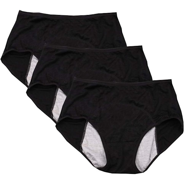 I FASHION Menstruationsperiodkalsonger Jacquard Lättstädade Trosor Svart-3 Pack X-Small