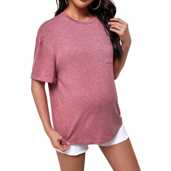 dusa Dam Maternity Drop Shoulder Kortärmad Lös T-shirt Topp Dusty Pink X-Large