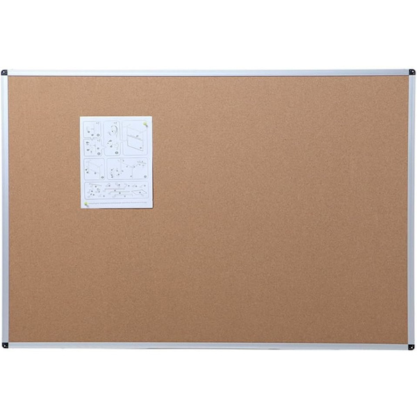V-PRO Korktavla, 36 x 24 tum, silver aluminiumram